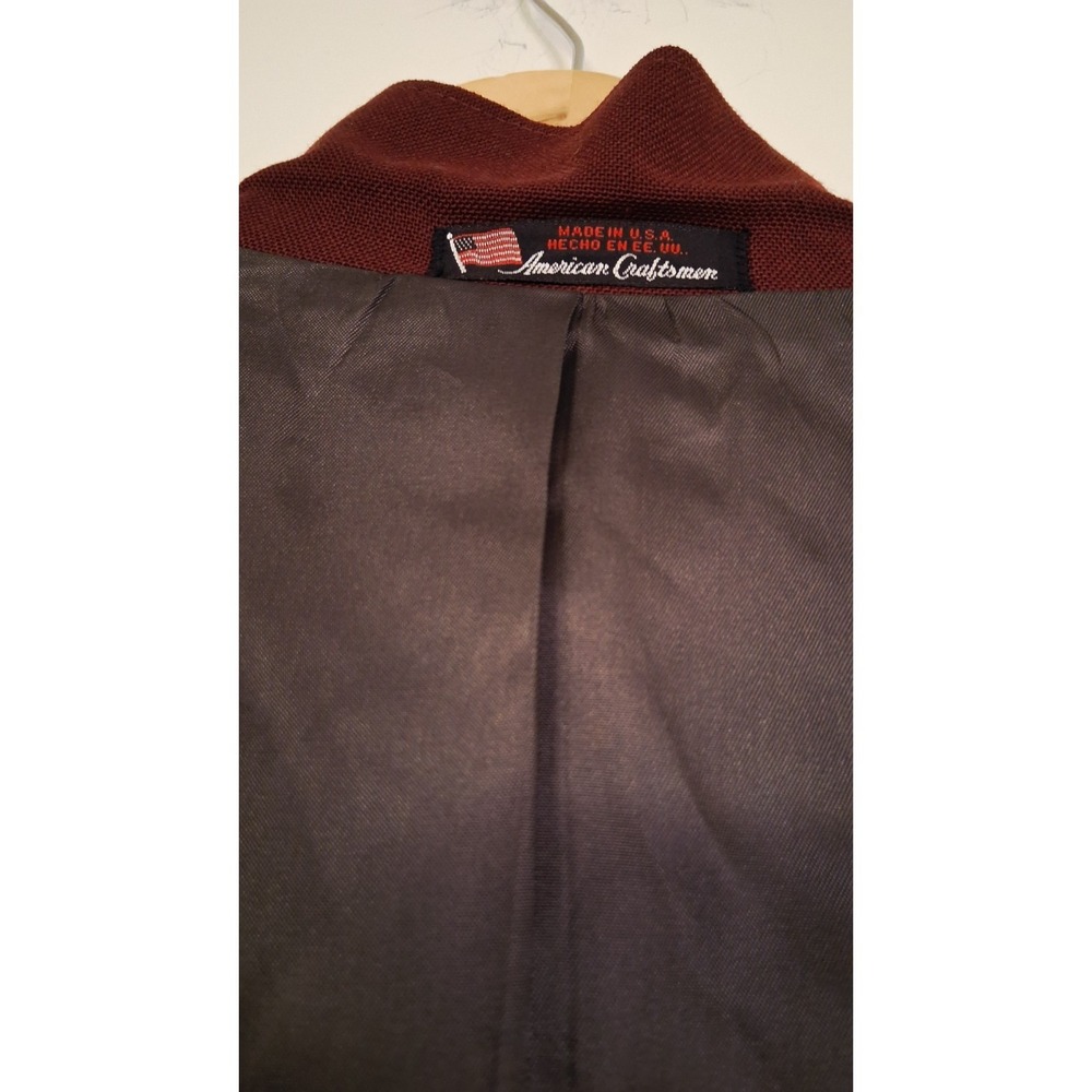 Stafford Blazer 42R Burgundy Wine Gold Buttons Hopsack Suit Jacket Sport Coat - Picture 11 of 11